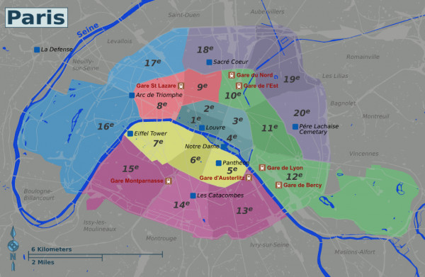 Pariser Stadtviertelkarte