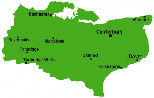 Carte des villes du Kent