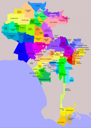 Karte der Stadtteile von Los Angeles