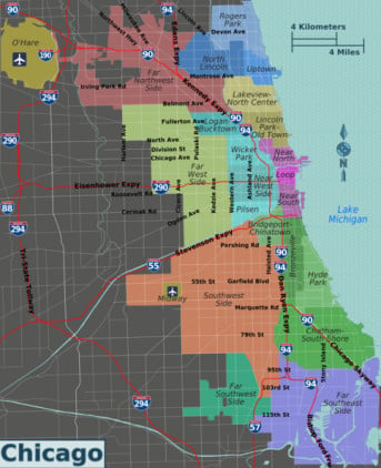 Carte des quartiers de Chicago