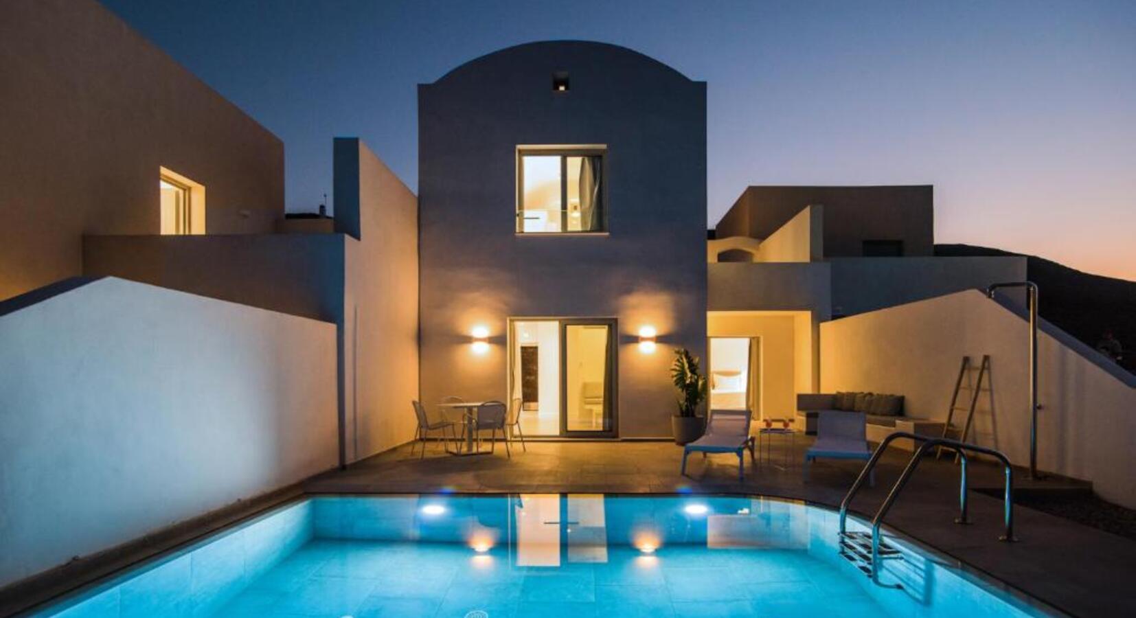 Night time pool view 