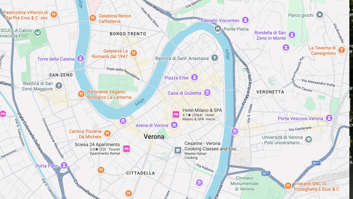 Centro de Verona via Google Maps