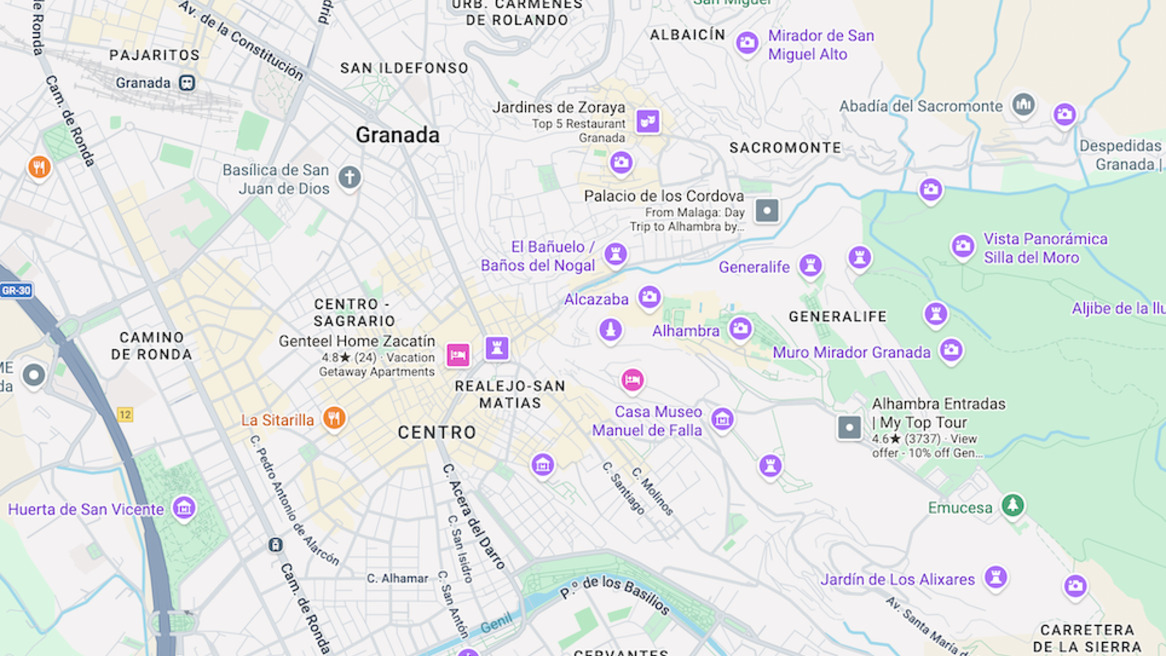 Map of central Granada