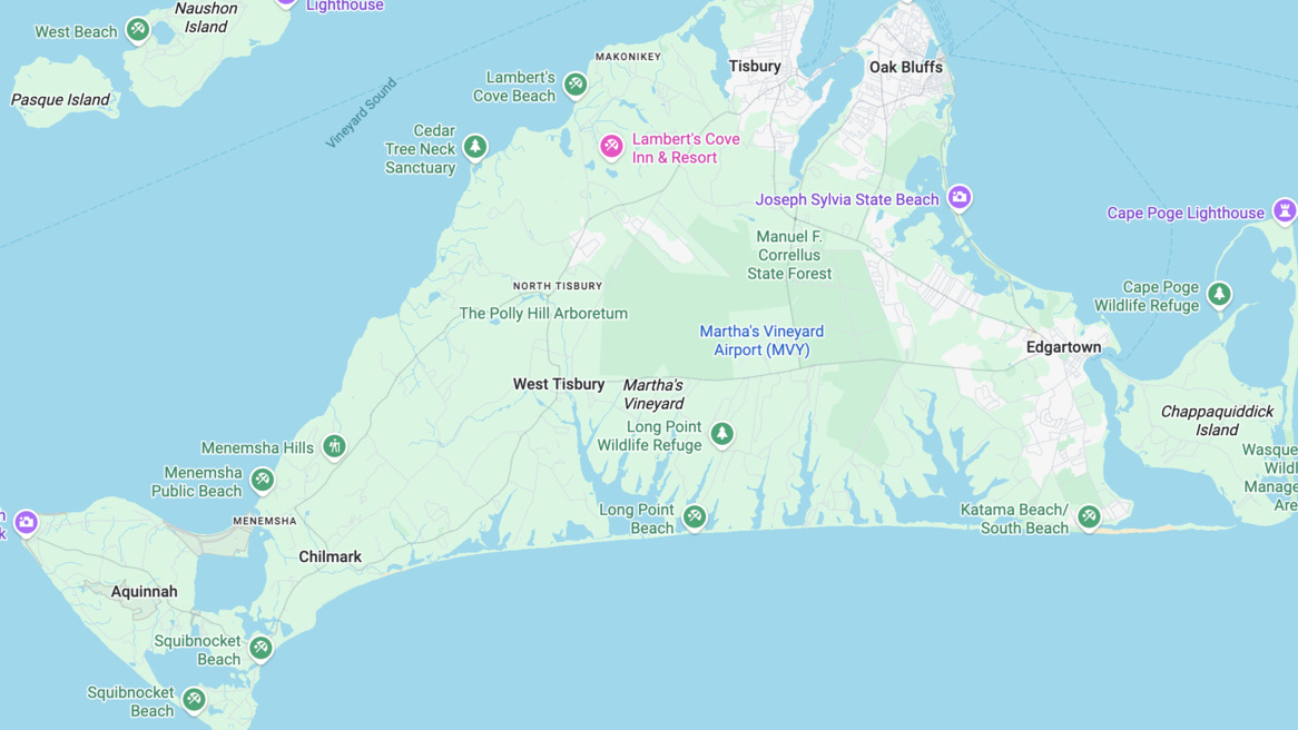 Martha's Vineyard via Google Maps