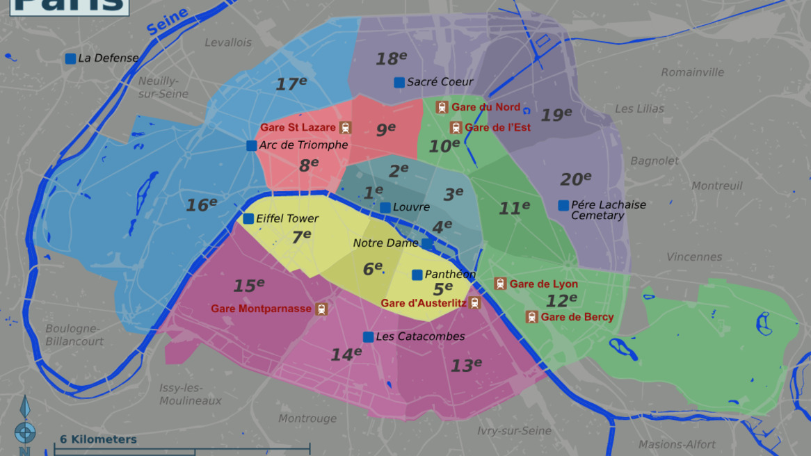 Carte des Quartiers de Paris