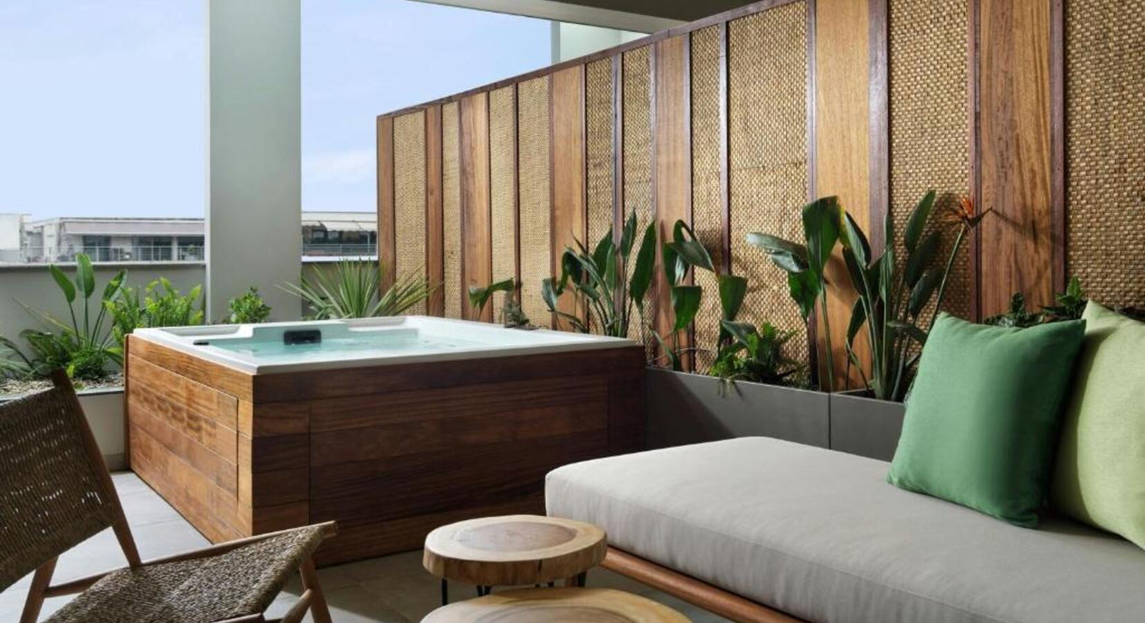 Terrace with hot tub