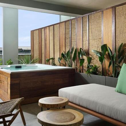 Terrace with hot tub