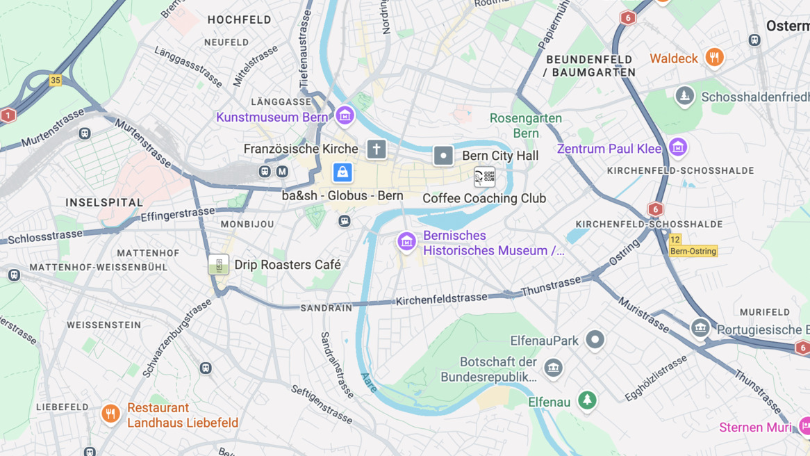 Mapa de los barrios centrales de Berna