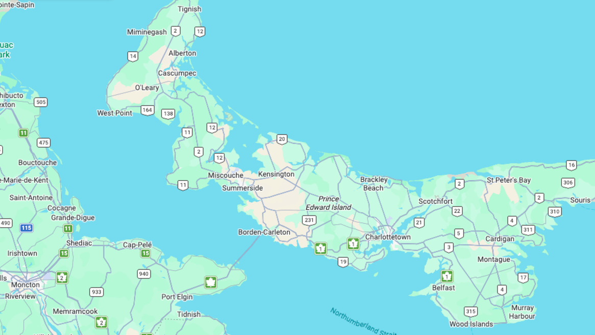 Prince Edward Island's neighbourhoods via Google maps