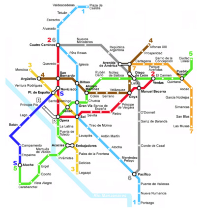 Plan du métro de Madrid