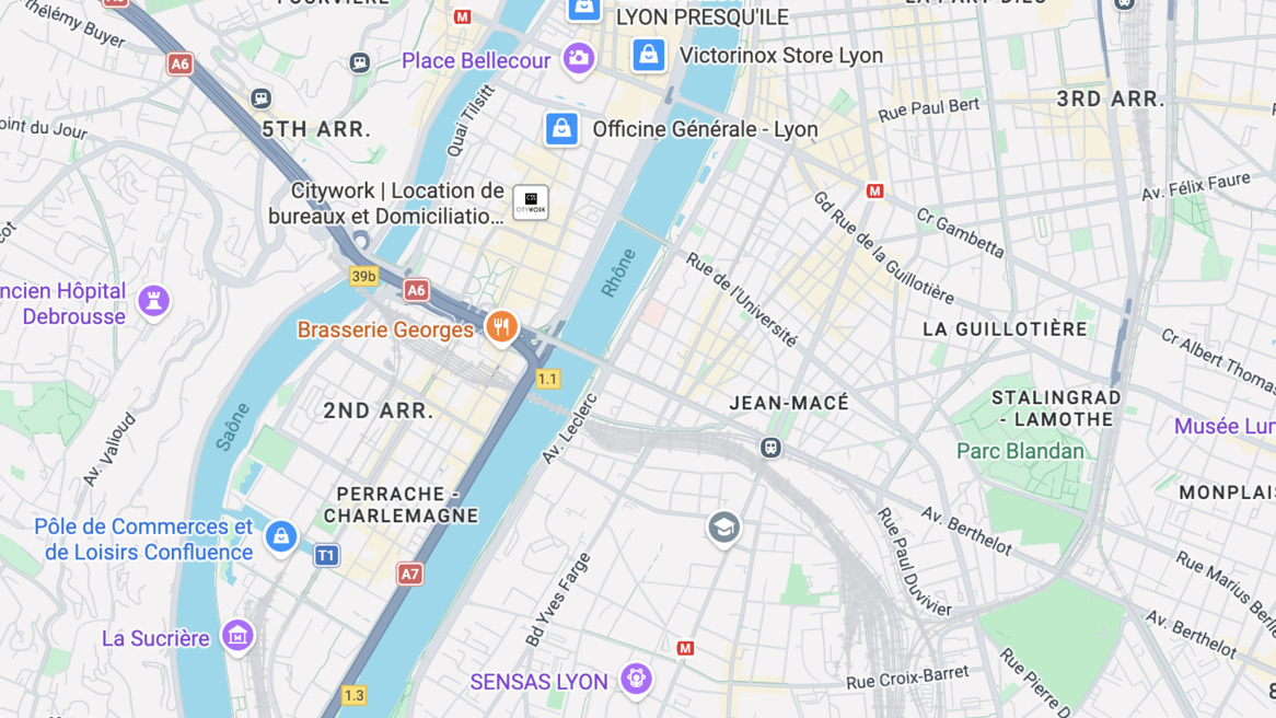 Karte von Zentral-Lyon