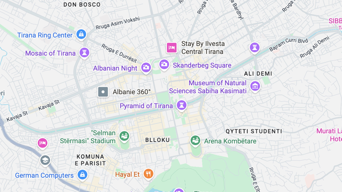 Mapa del centro de Tirana