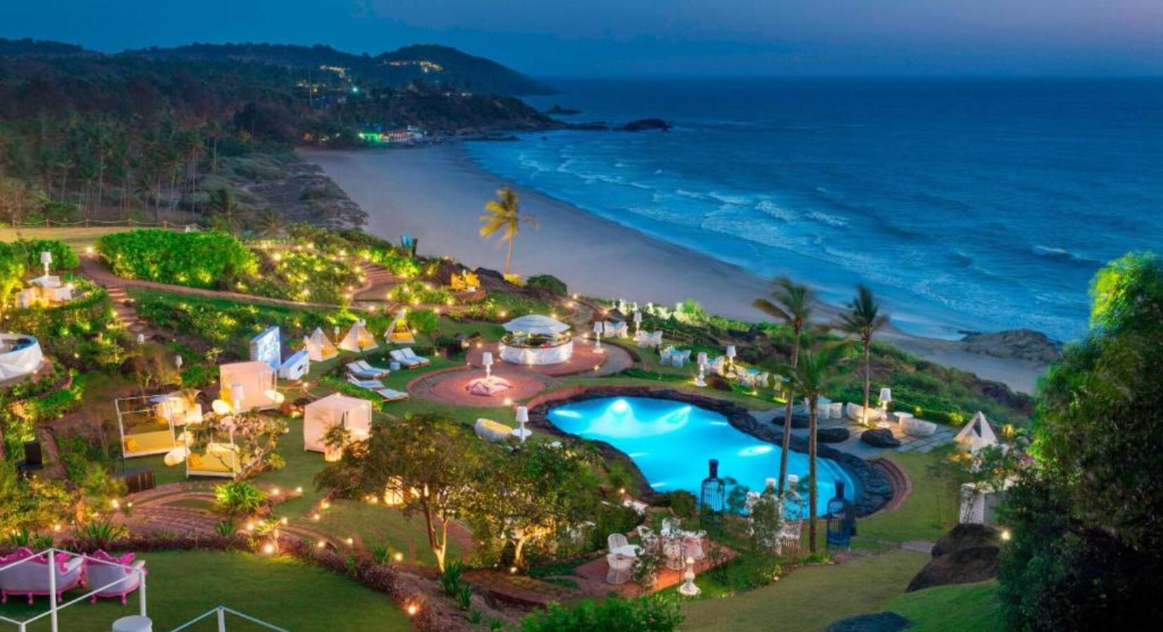 Aerial View of Hotel at Night