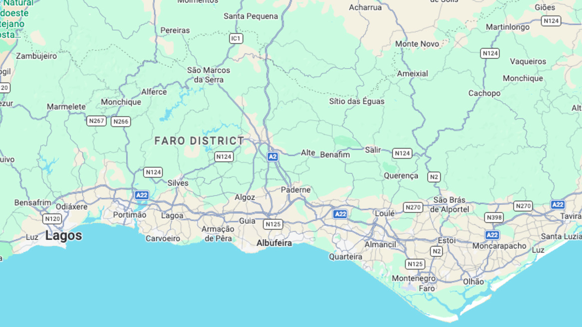 Los barrios del Algarve vía Google maps