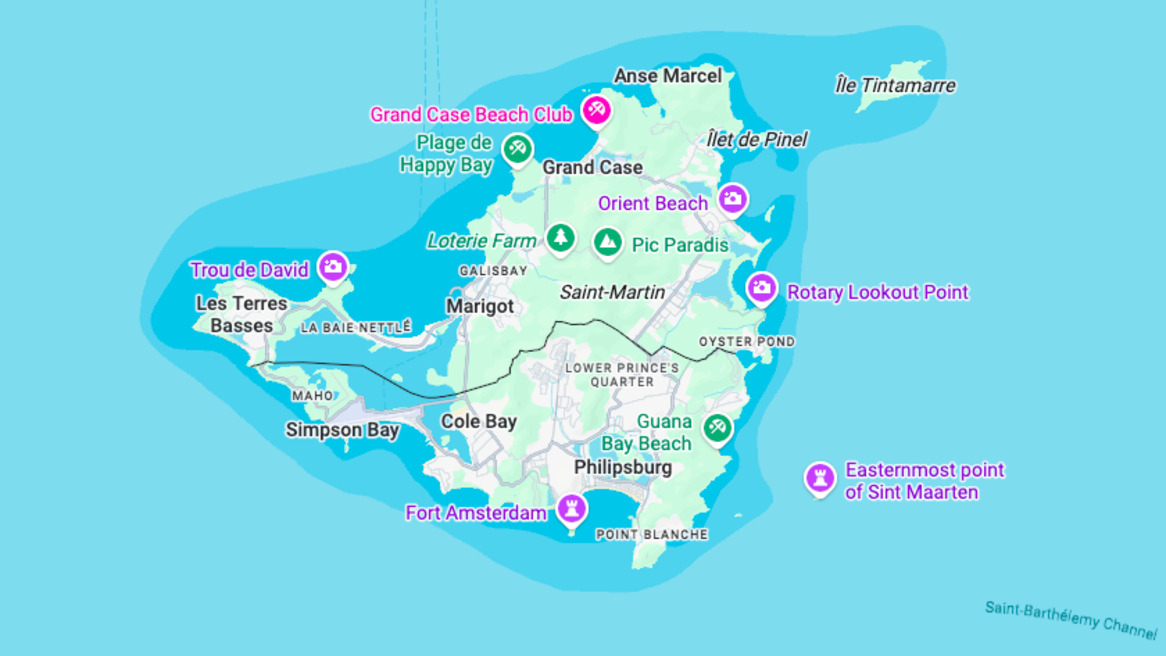 Saint Martin's neighbourhoods via Google maps