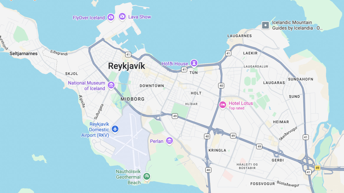 The neighbourhoods of central Reykjavík