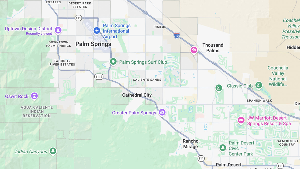 Karte von Palm Springs und Umgebung