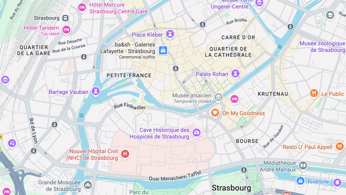 Zentrales Straßburg via Googlemaps