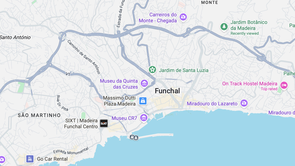 Funchal's neighbourhoods via Google maps