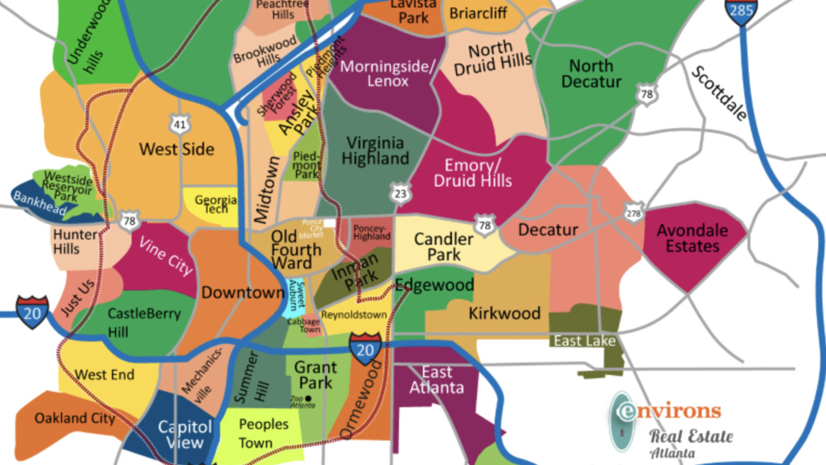 Atlanta neighbourhoods map