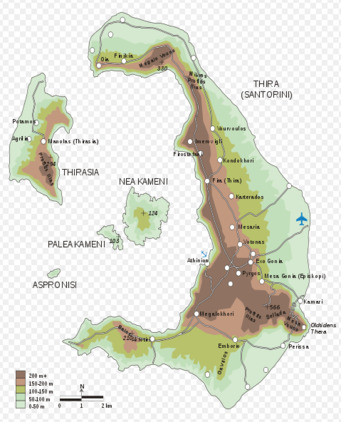 Santorini Map with Towns and Centres