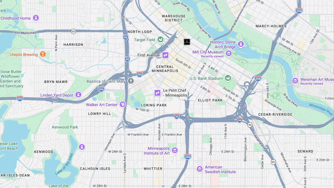 Zentrales Minneapolis via Google Maps