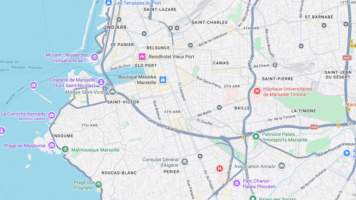 Karte von Zentral-Marseille