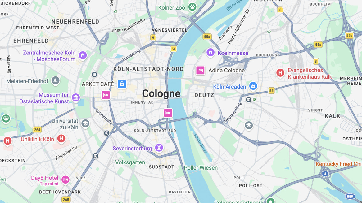 Karte von Köln Zentrum